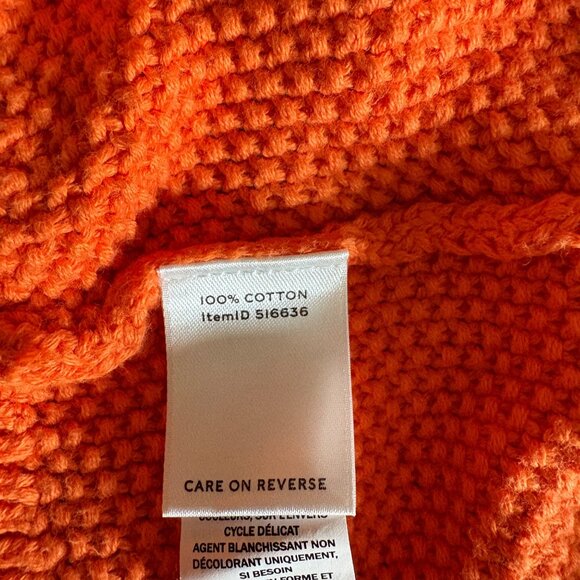 LL Bean Signature Cable Knit Sweater Womens Size Medium Orange Fisherman Tunic - Picture 6 of 8